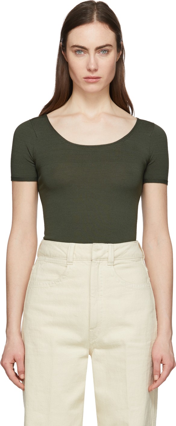 Lemaire Green Second Skin Short Sleeve Pullover