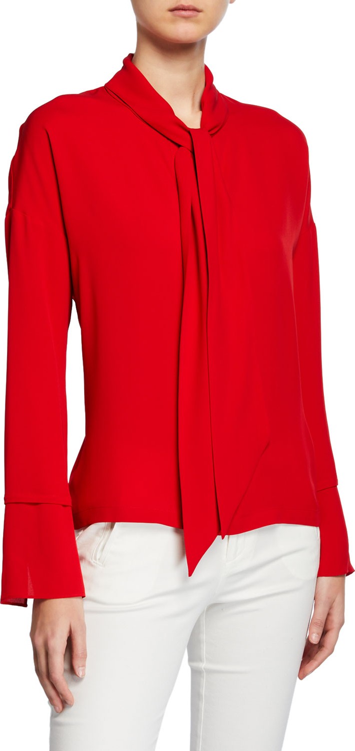 Theory Classic Georgette Scarf Shirt Blouse