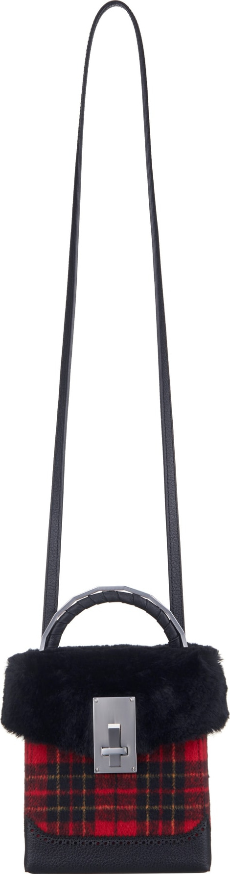 The Volon Plaid Great Box Bag with Faux Fur Trim