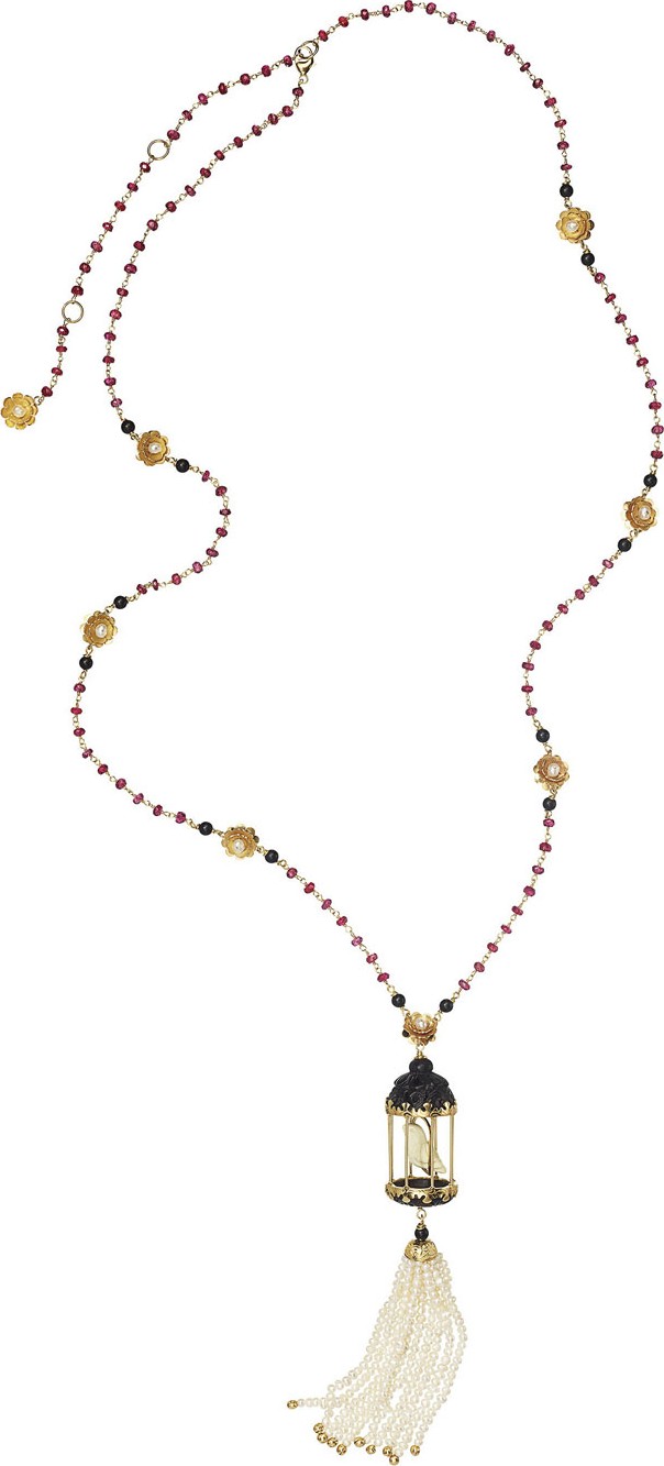 Of Rare Origin Aviary Tassel Necklace with Ebony & Red Agate