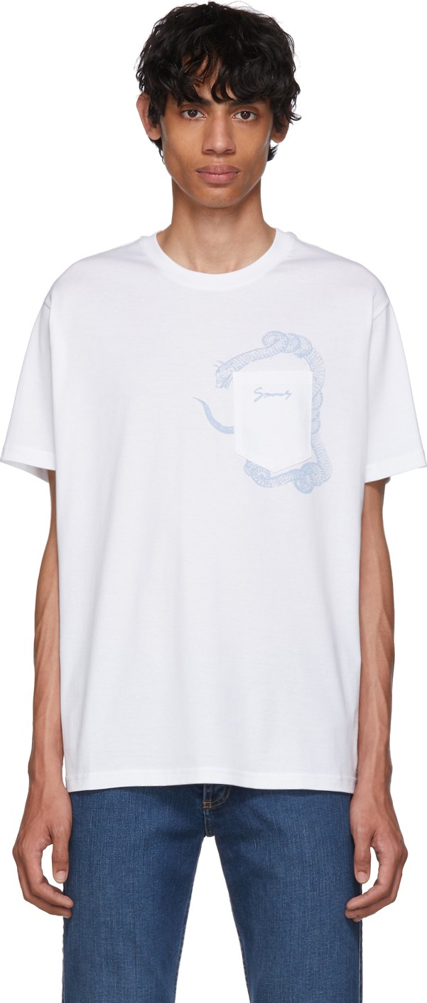 Givenchy White Snake Pocket T-Shirt