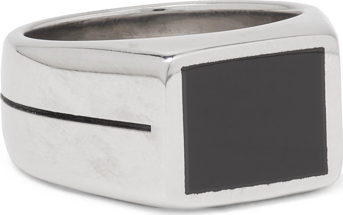 Givenchy Silver-Tone and Enamel Ring