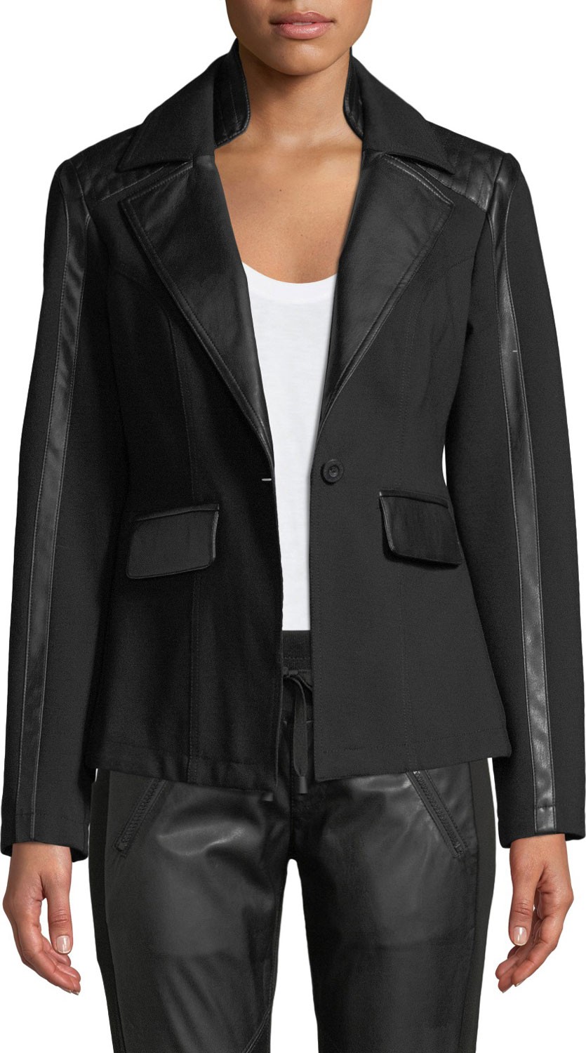 Blanc Noir Castro Ponte Leather Lace-Up Blazer