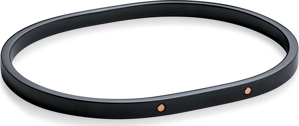 GINETTE NY TV Black Ceramic Stud Bangle w/ 18k Rose Gold