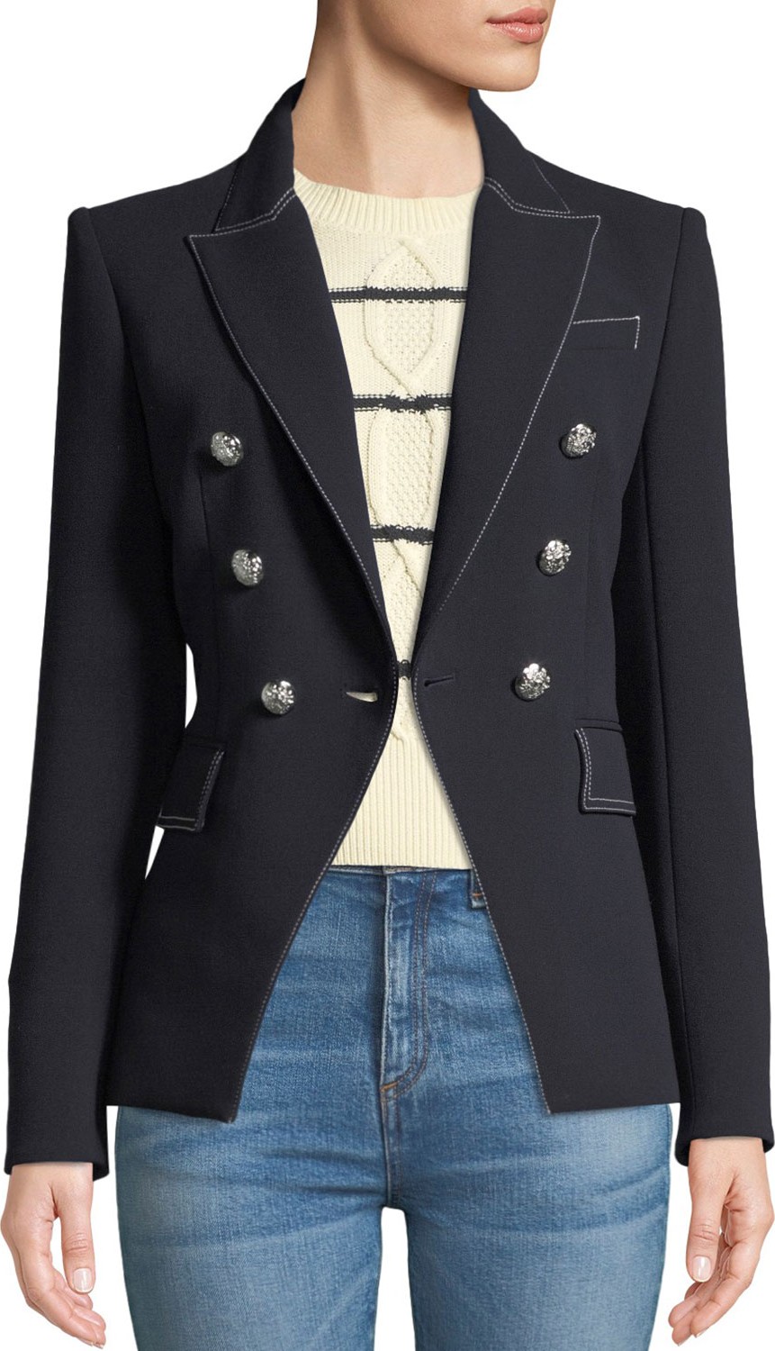 Veronica Beard Miller Double-Breasted Blazer Jacket