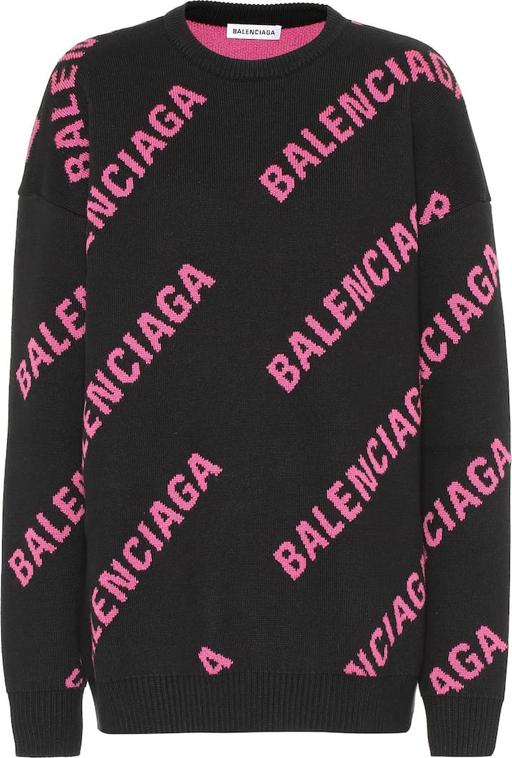 Balenciaga Allover Logo wool-blend sweater