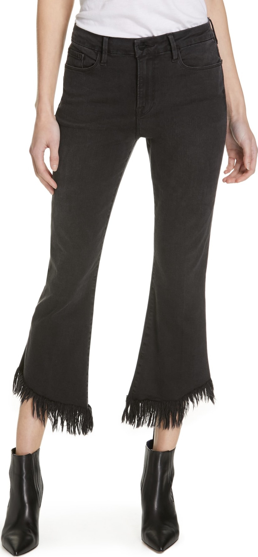 FRAME DENIM Le Crop Mini Boot Shredded Hem Jeans