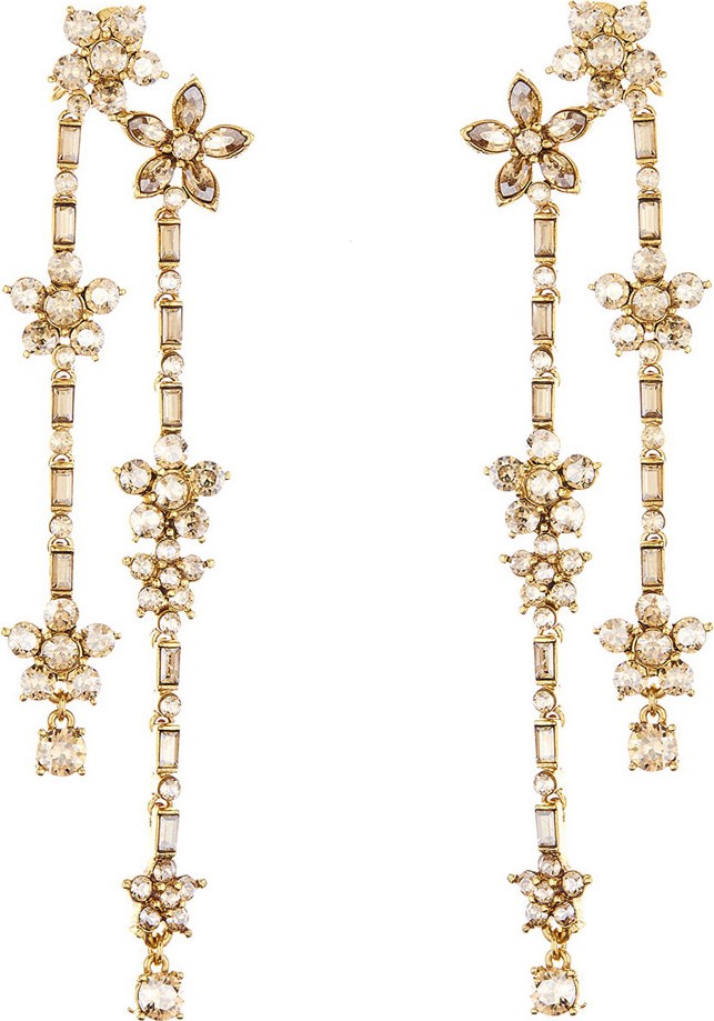 Oscar De La Renta Floral Crystal Drop Earrings