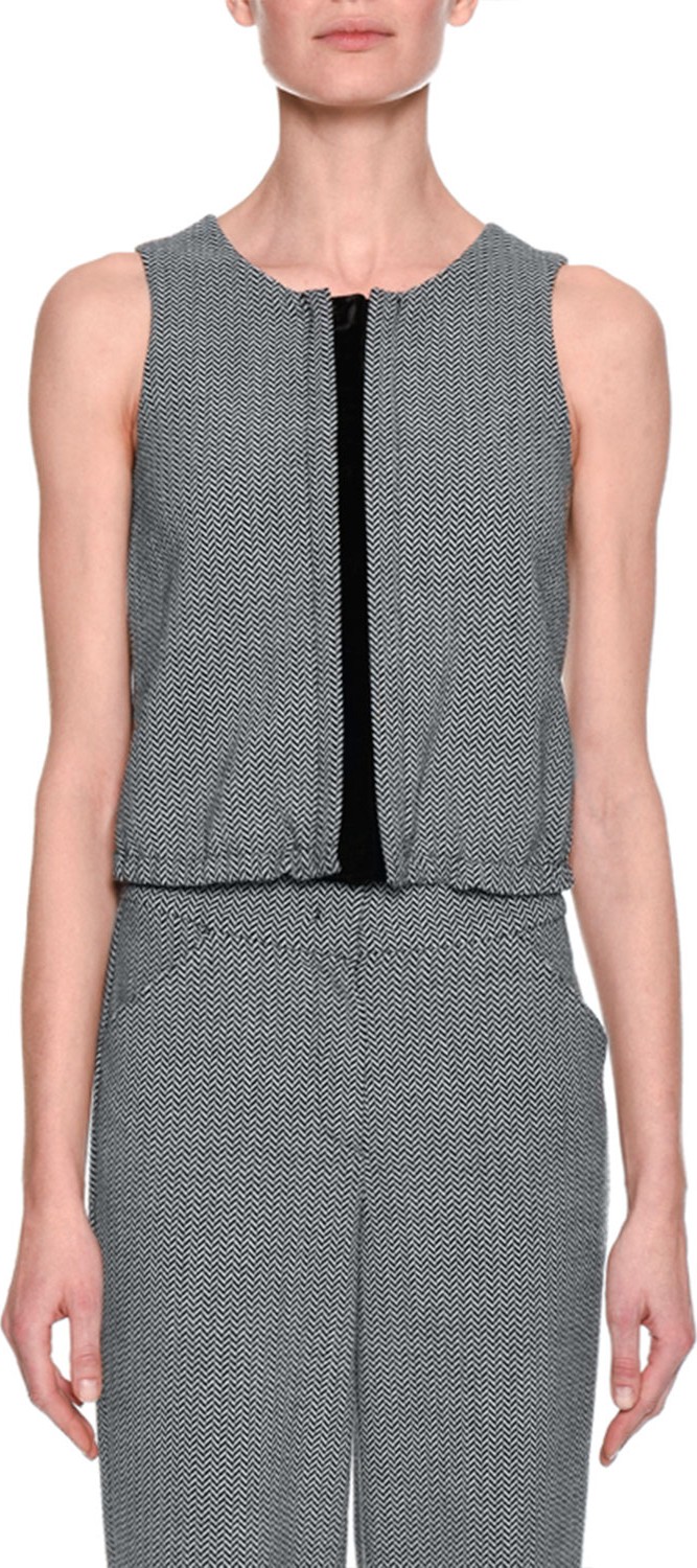 Giorgio Armani Herringbone Blouson Vest, Gray