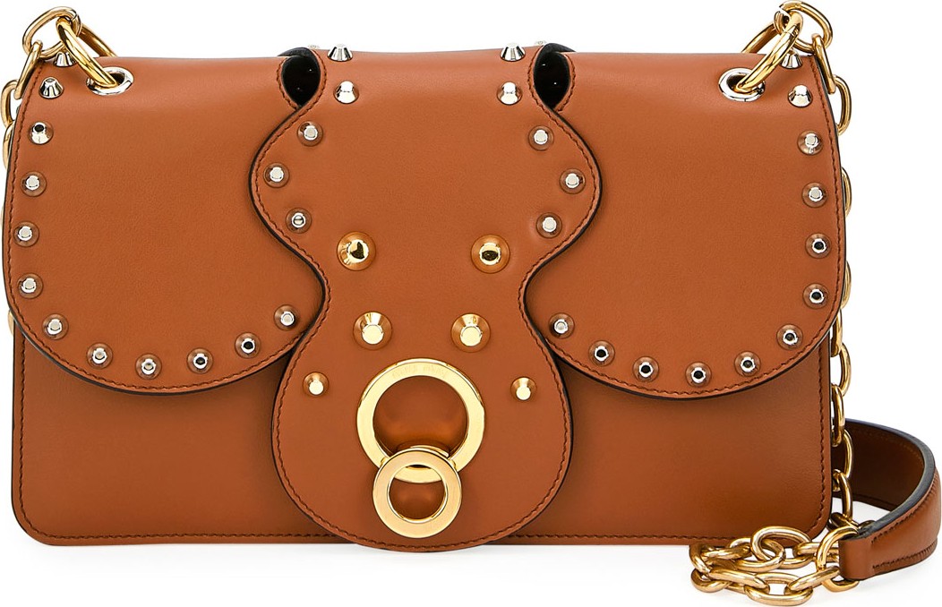 Miu Miu City Calf Studded Shoulder Bag