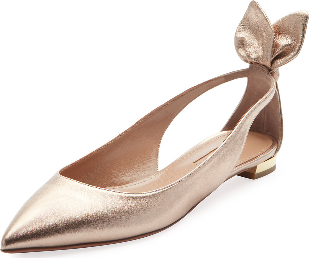 Aquazzura Deneuve Metallic Leather Ballet Flat