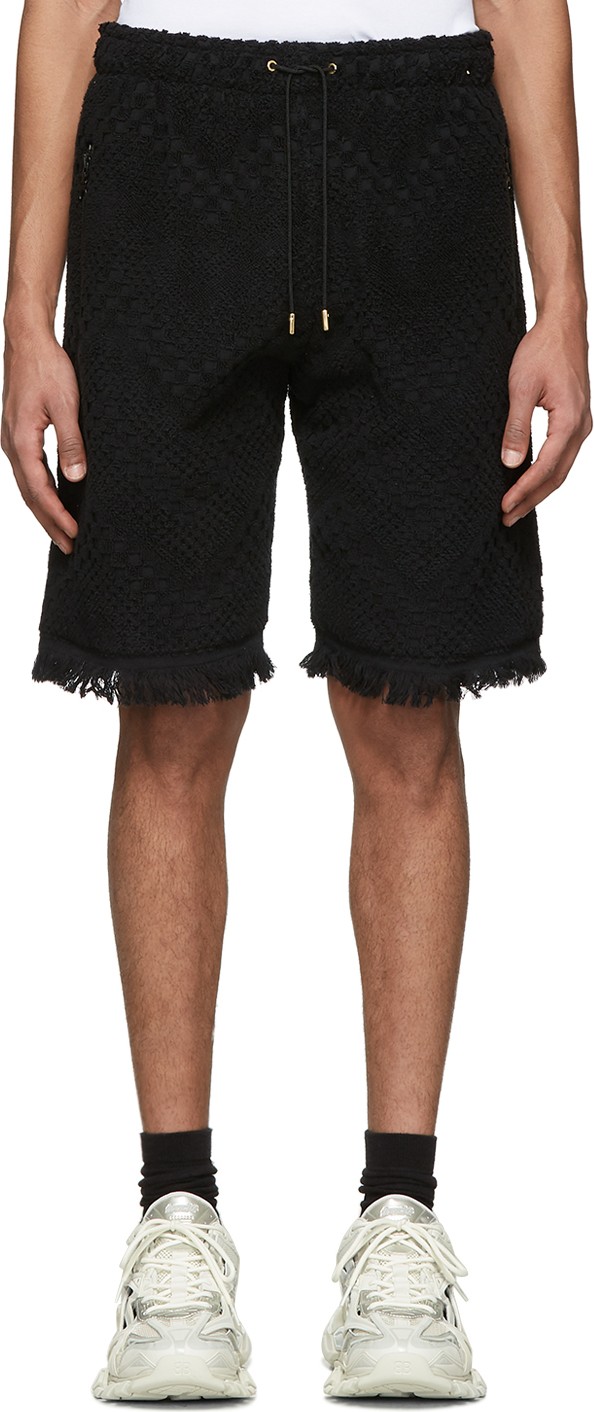 Marine Serre Black Thick Recycled Towel Shorts