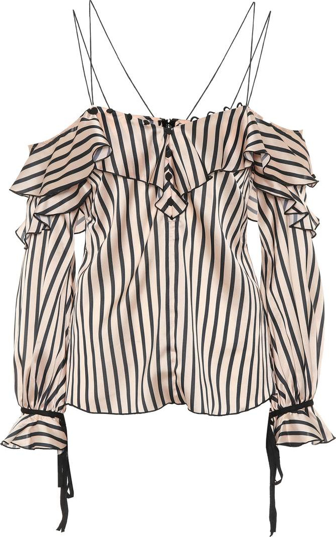 Self Portrait One-shoulder striped top