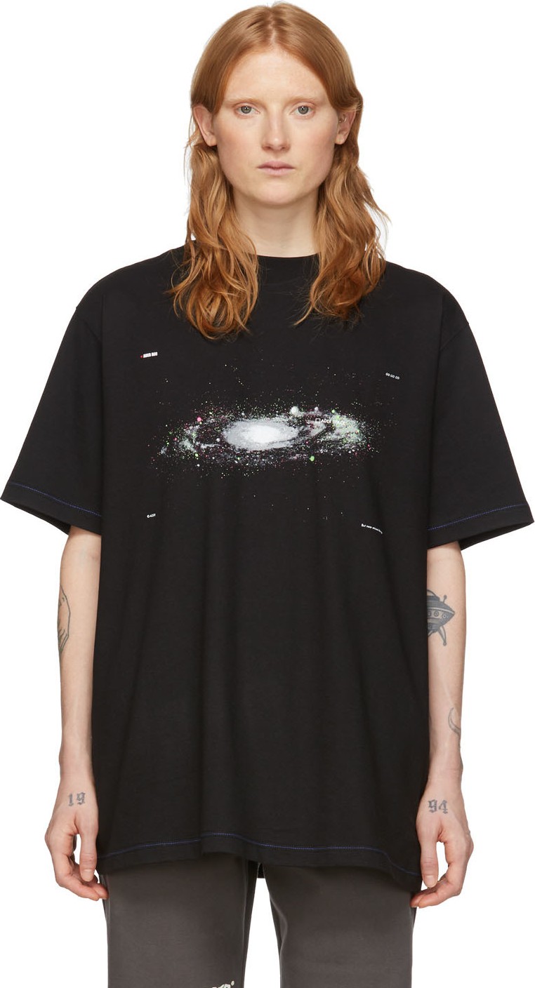 ADER error Black Oversized Space Graphic T-Shirt