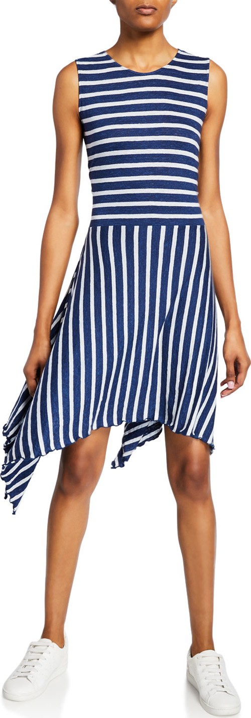 Majestic Striped Crewneck Sleeveless A-Line Dress