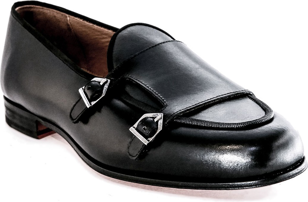 Romero + McPaul Men's Belgian Double-Monk Leather Loafers