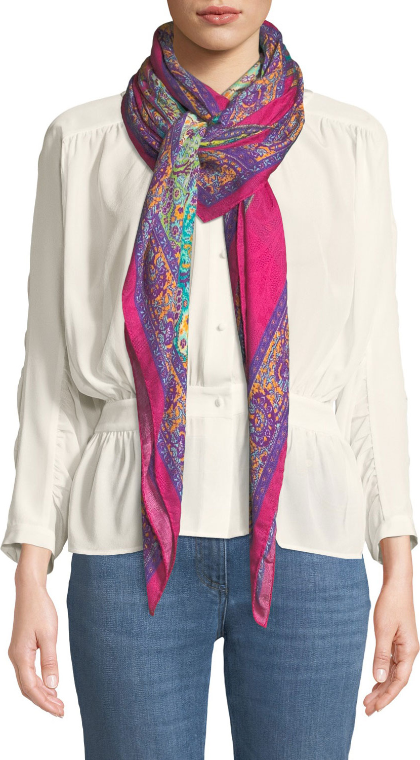 Etro Bombay Paisley Stripes Scarf