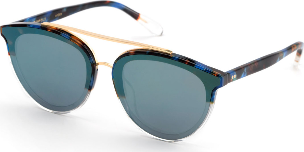 KREWE Clio Oval Acetate Sunglasses w/ Overlay Nylon Lenses