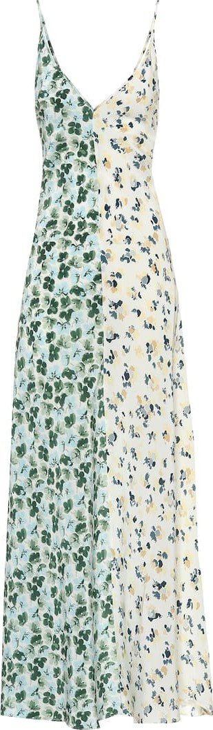 Lee Mathews Floral silk maxi slip dress