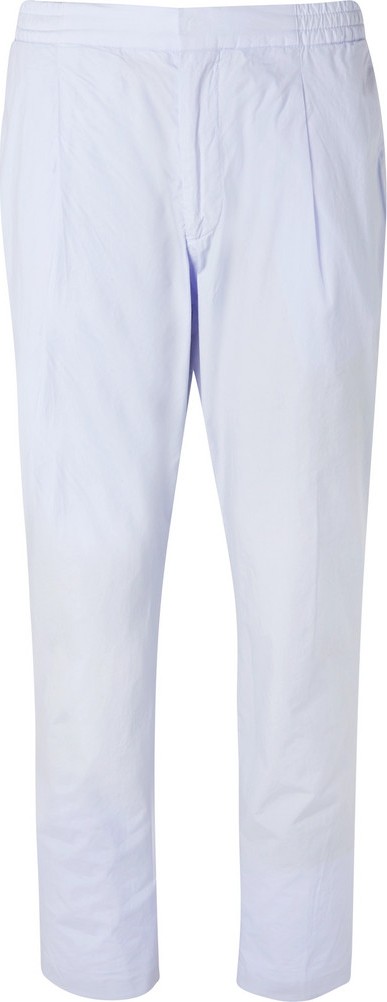 Officine Générale Sky-Blue Drew Slim-Fit Cotton-Poplin Drawstring Suit Trousers