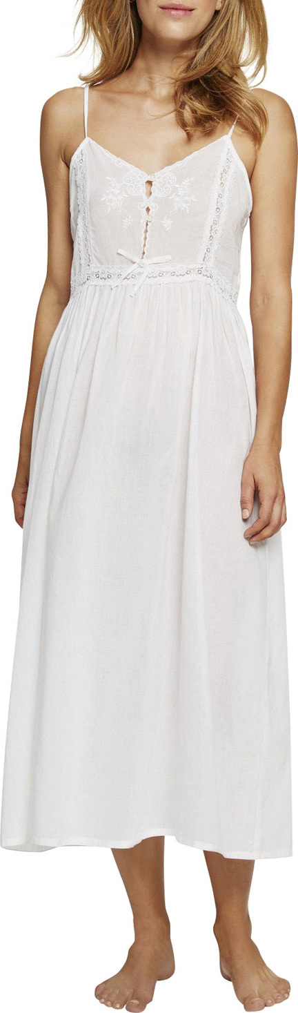 Pour Les Femmes Lace-Inset Long Nightgown