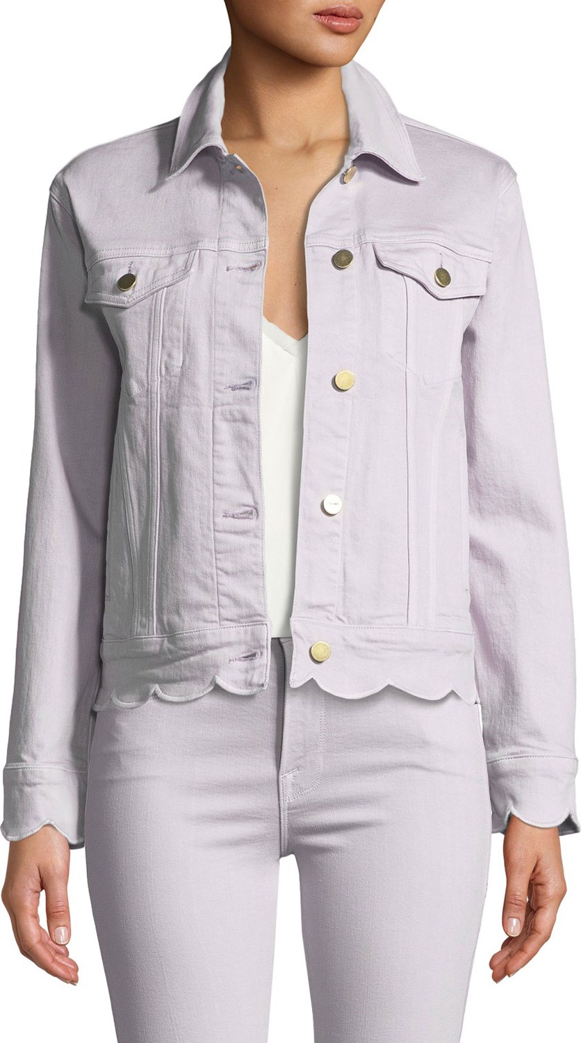 FRAME DENIM Scalloped-Edge Button-Front Denim Jacket FRAME DENIM Scalloped-Edge Button-Front Denim Jacket