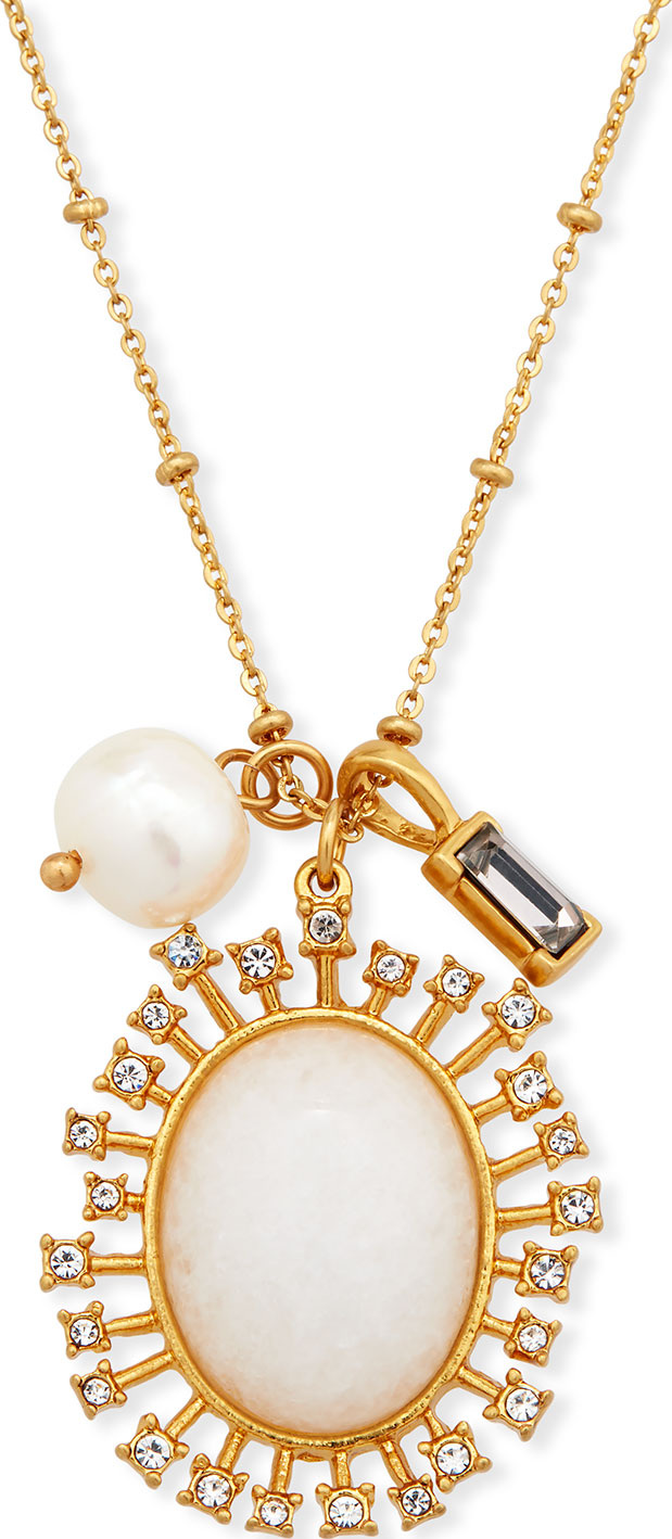Sequin Pearl Charm & Pendant Necklace