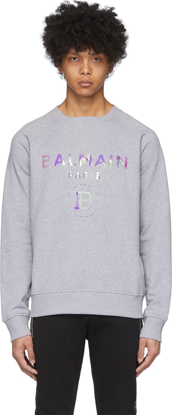 Balmain Grey Hologram Logo Sweatshirt