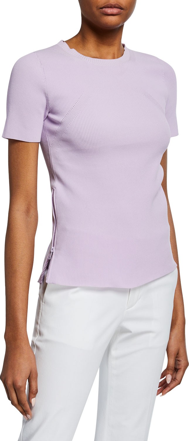 Helmut Lang Angel Side Zip Ribbed Tee