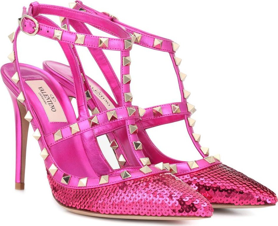 Valentino Valentino Garavani Rockstud sequinned leather pumps