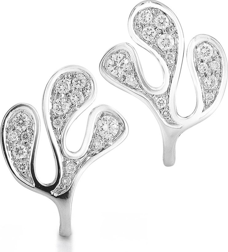 Miseno Foglia Di Mare 18k White Gold Diamond Earrings