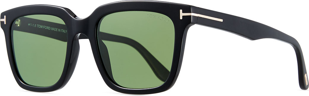 TOM FORD Men's Rectangular Acetate Sunglasses, Black