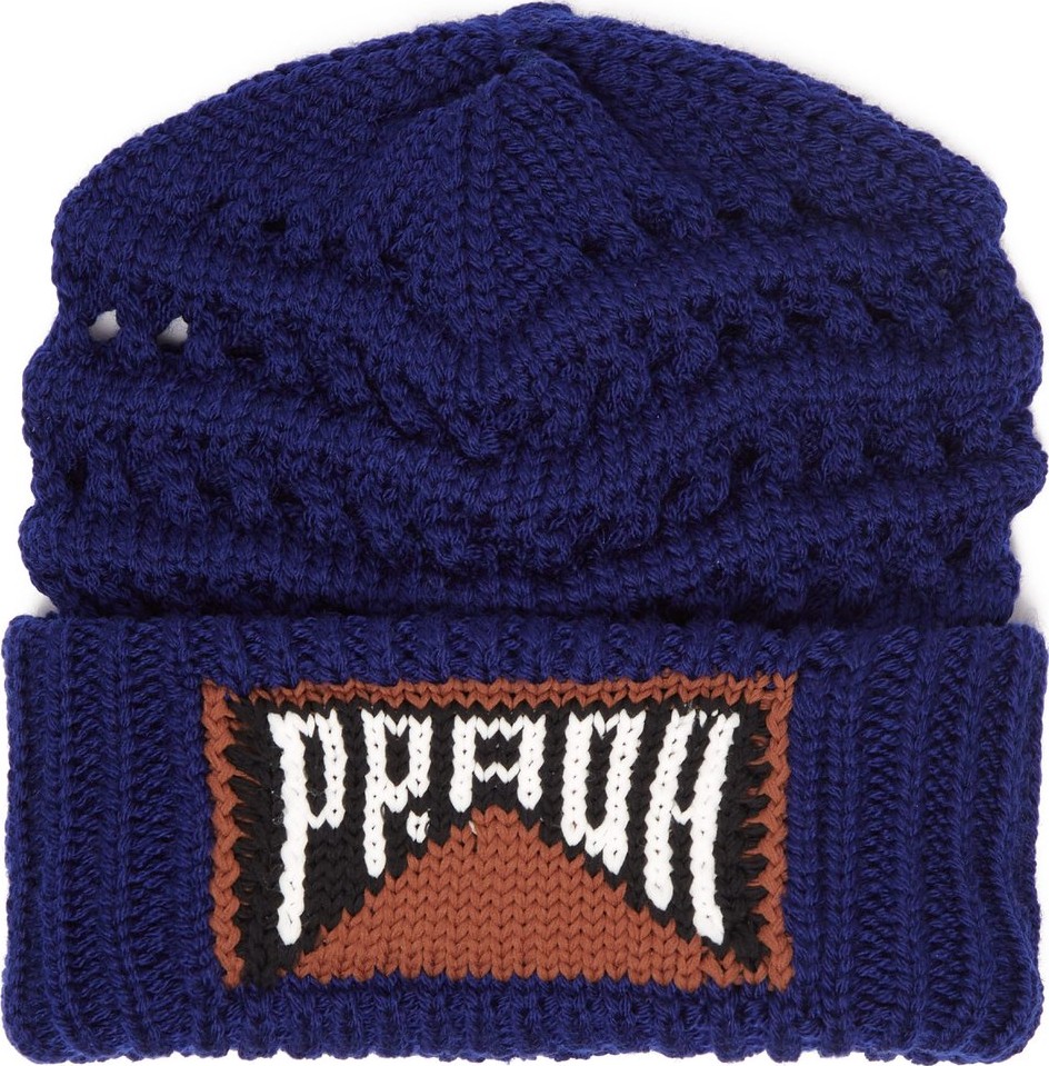 Prada Logo-intarsia wool beanie hat