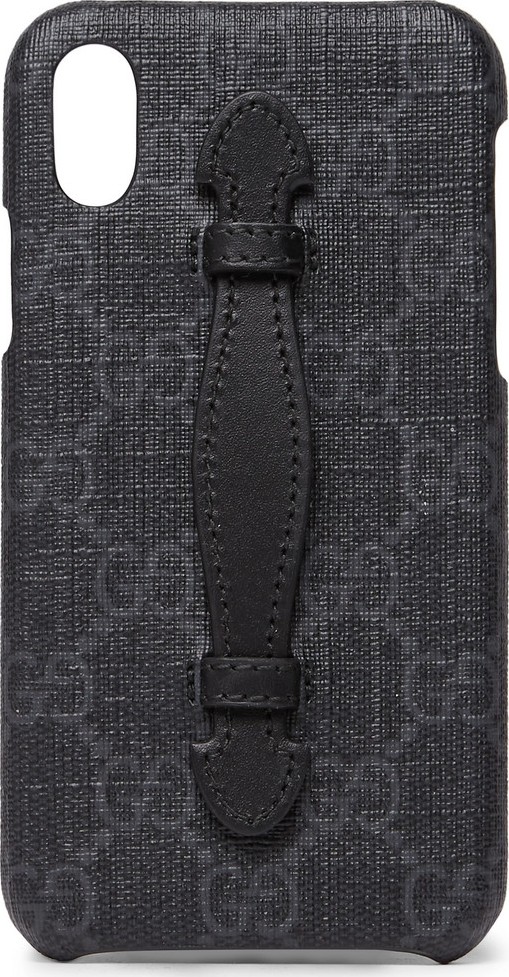 Gucci Leather-Trimmed Monogrammed Coated-Canvas iPhone X Case
