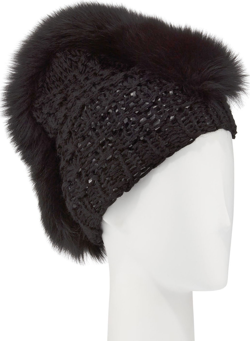 Gigi Burris Fox Fur Mohawk Beanie, Black