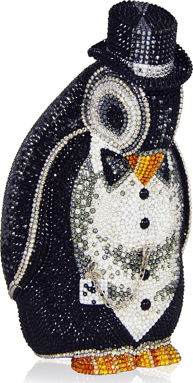 Judith Leiber Alfred Penguin Evening Clutch Bag, Black/Silver