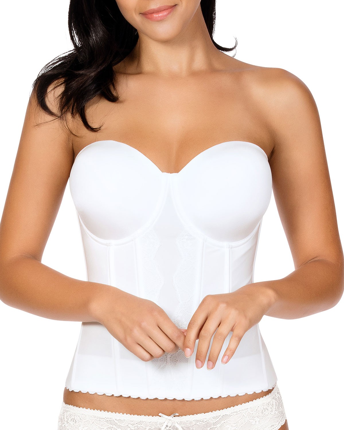 Parfait Elissa Full-Cup Low-Back Bustier, Pearl White