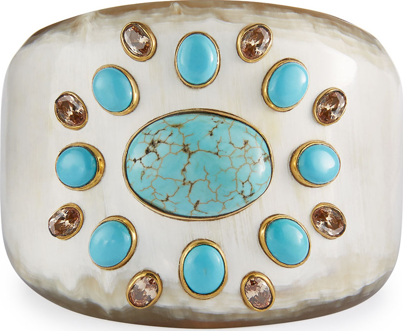 Ashley Pittman Bendi Turquoise & Orange Zircon Tapered Cuff