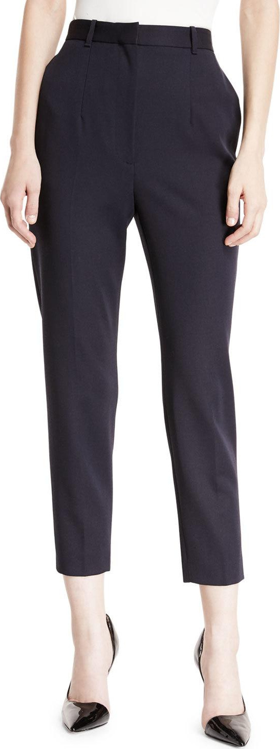Alexander McQueen High-Waist Cigarette Grain de Poudre Wool Trousers