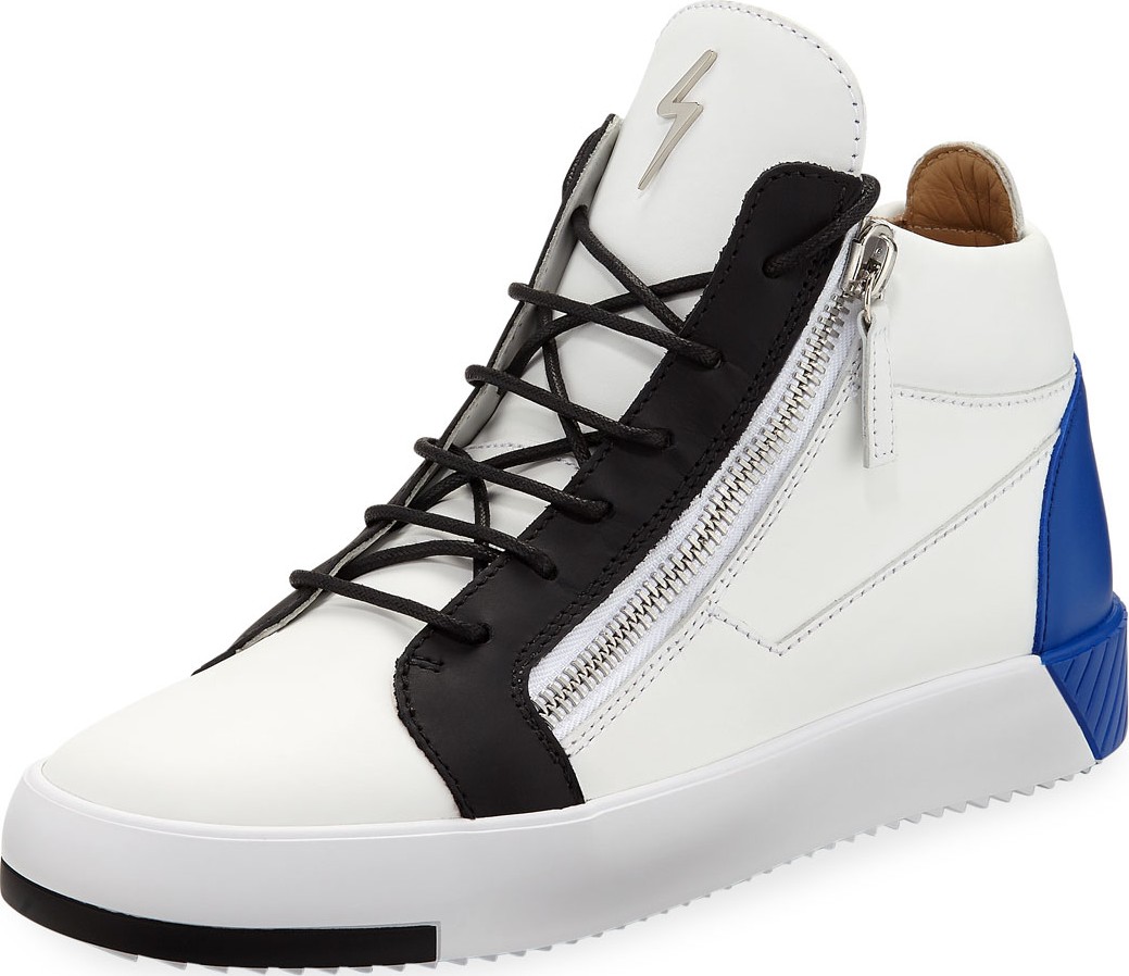 Giuseppe Zanotti Men's High-Top Colorblock Leather Sneakers