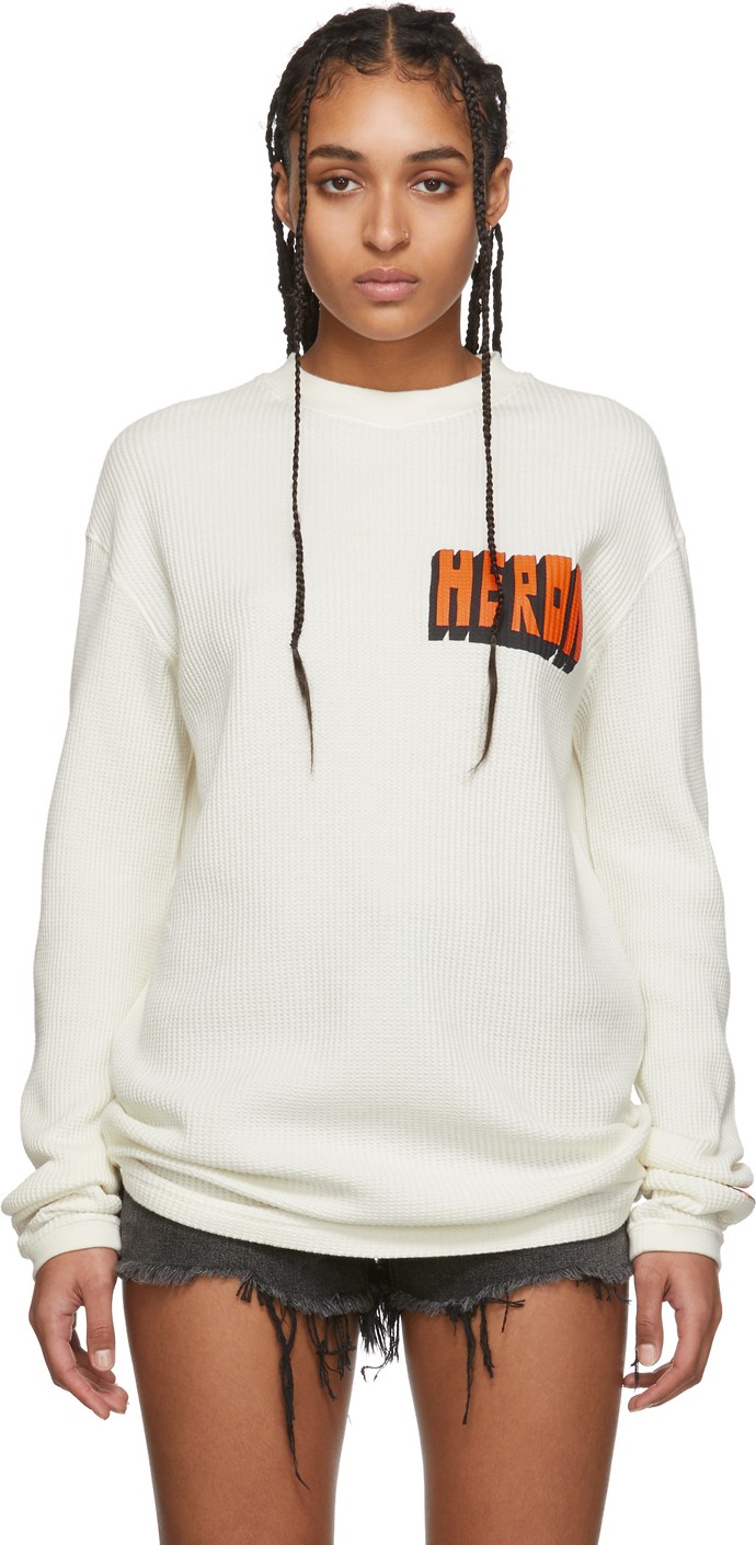 Heron Preston White Bold Logo Long Sleeve T-Shirt