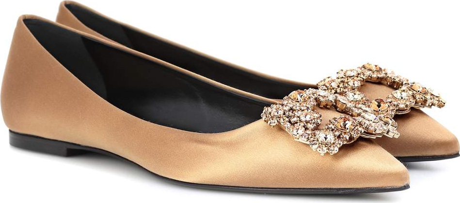 Roger Vivier Flower Strass silk satin ballet flats