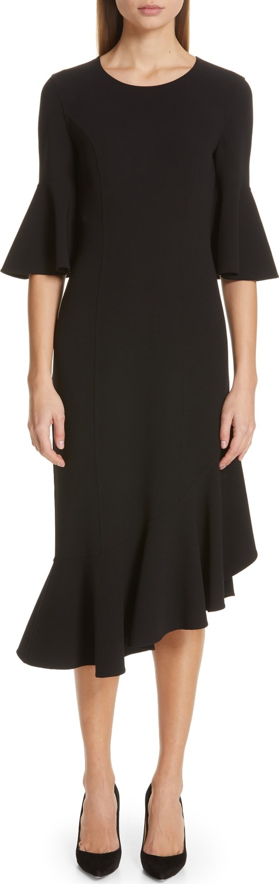 Michael Kors Asymmetrical Bell Sleeve Sheath Dress