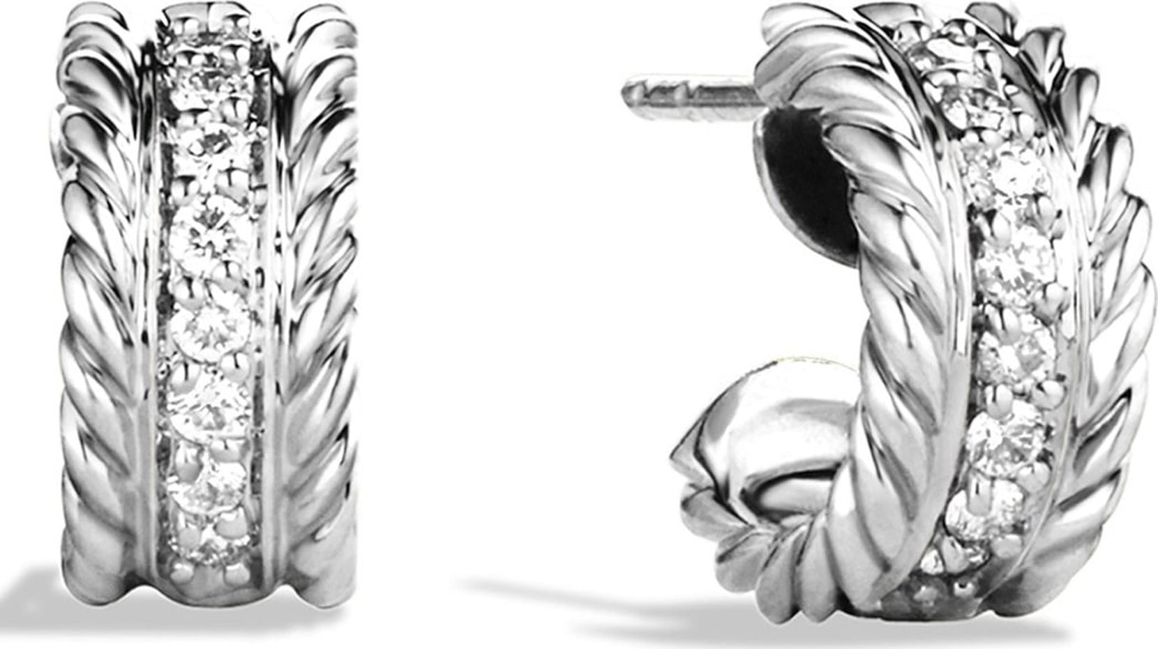 David Yurman 'Cable Classics' Extra-Small Earrings with Diamonds