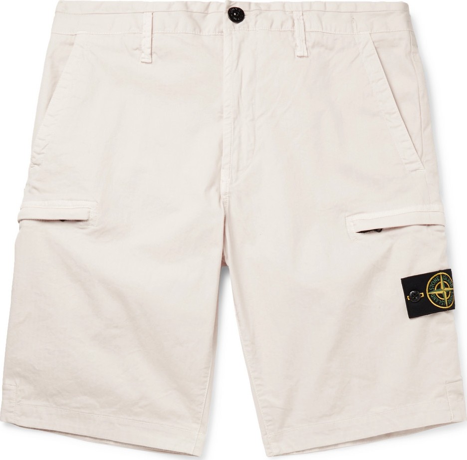 Stone Island Logo-Appliquéd Stretch-Cotton Shorts