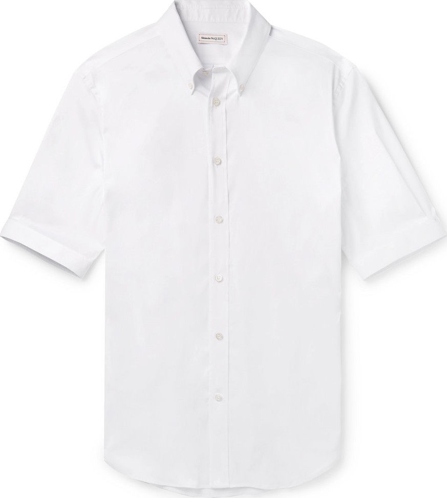 Alexander McQueen Brad Slim-Fit Button-Down Collar Stretch Cotton-Blend Poplin Shirt