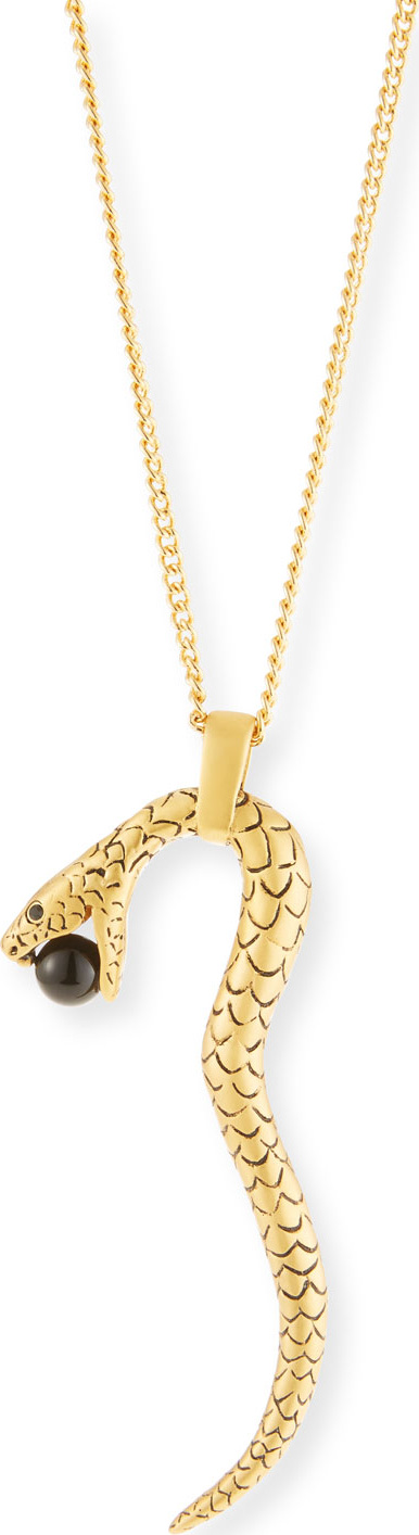 Saint Laurent Snake Pendant Necklace, Golden