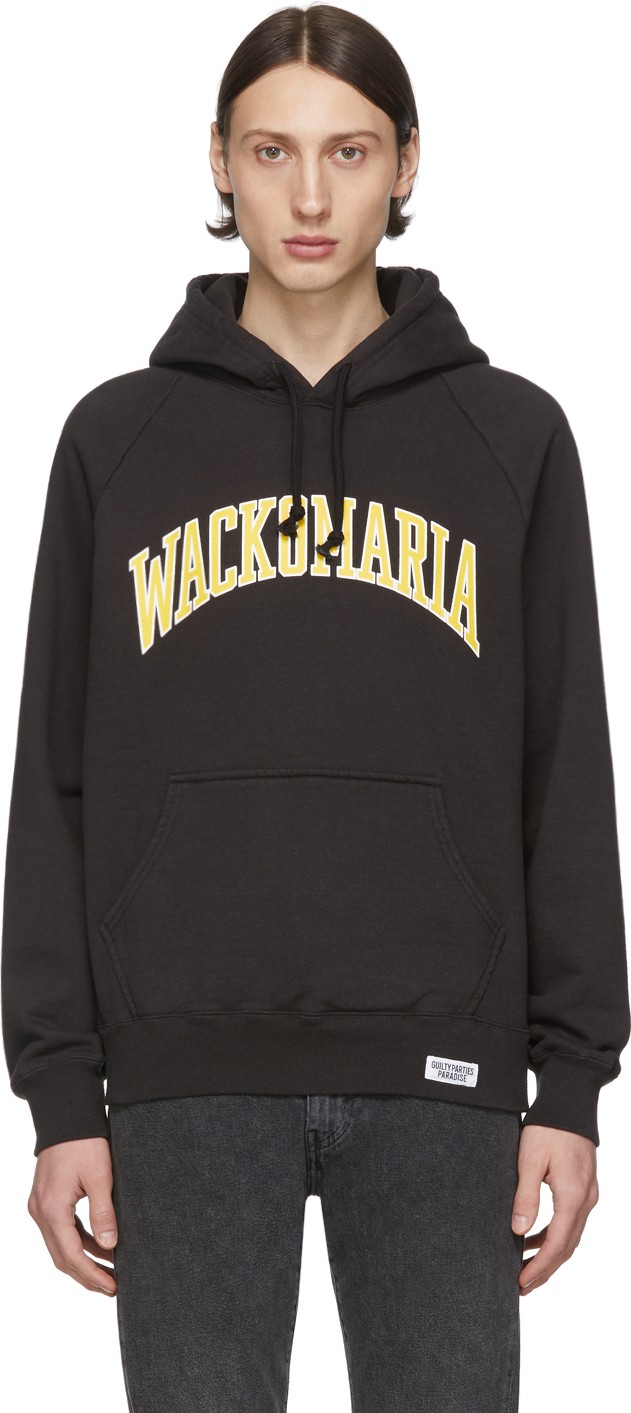 Wacko Maria Black Heavyweight Pullover Hoodie