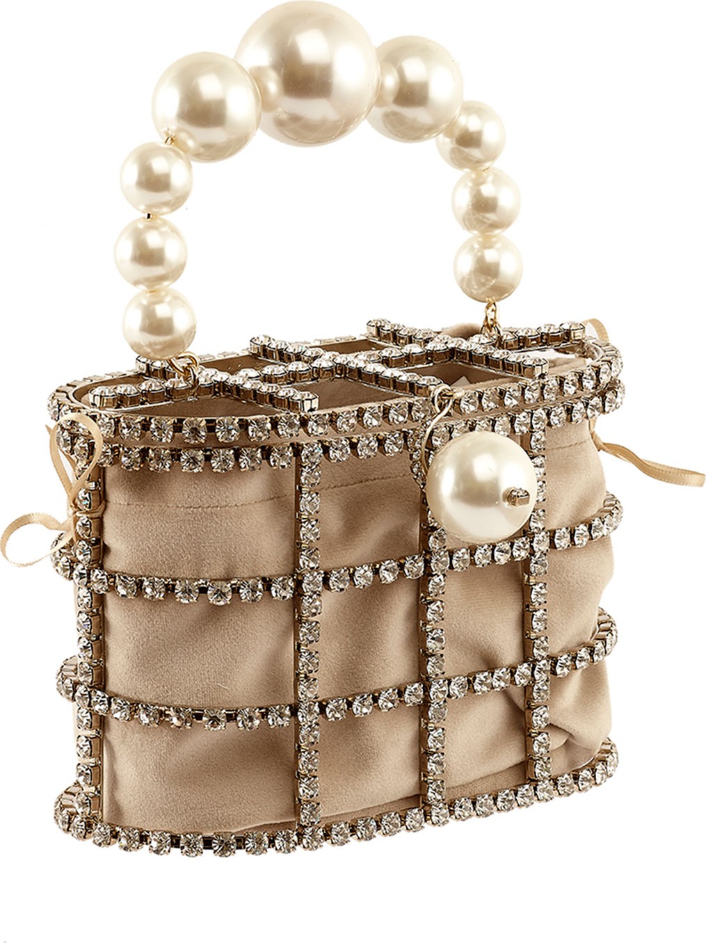 Rosantica Holli Pearl-Handle Caged Minaudiere Bag