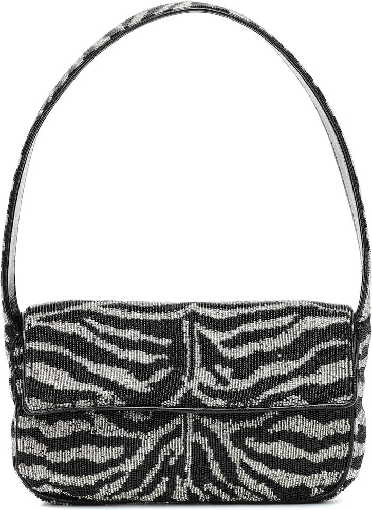 Staud Tommy beaded zebra shoulder bag